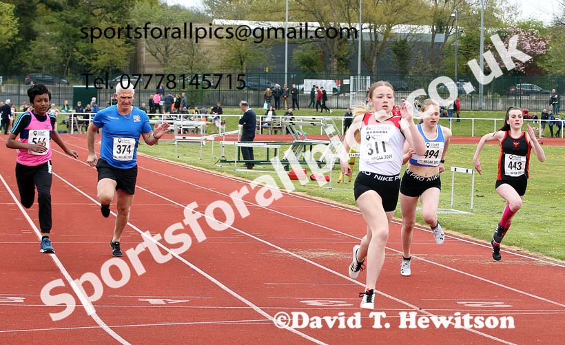100 metres, 2021 NECAA Middlesbrough Open Meting, Sunday, May 9th. Photo: David T. Hewitson/Sports for All Pics